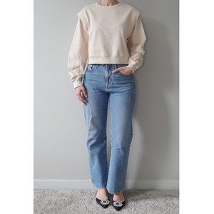 De Facto Cream Sweatshirt with Shoulder Detail Size M
